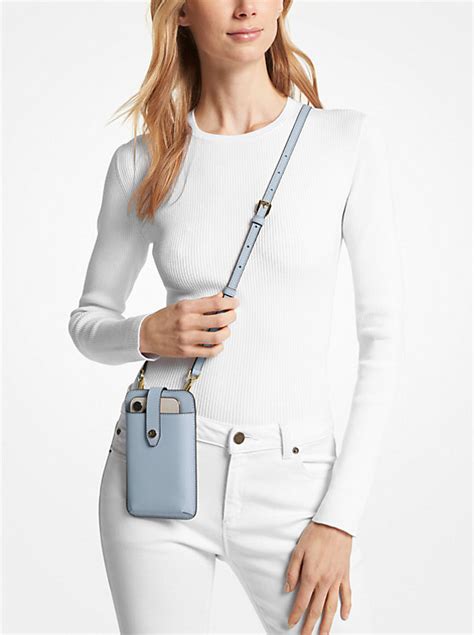 michael michael kors logo smartphone crossbody bag|Michael Kors saffiano crossbody bag.